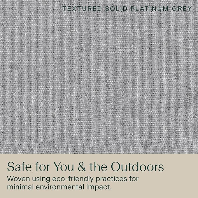 Honeycomb Outdoor Set of 2 Seat Pads, 20 x 20, Textured Solid Platinum Grey Dining Chair Cushions for Patio Furniture