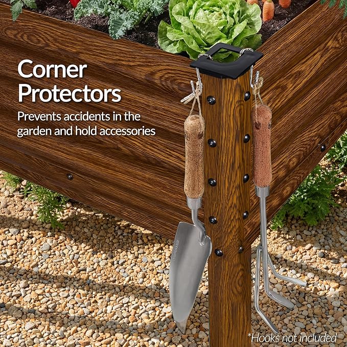 Best Choice Products 72x24x30in Non Toxic Galvanized Raised Garden Bed, Metal Elevated Planter Box, Vegetable Garden, 100% Non Toxic Materials - Dark Brown Wood Grain
