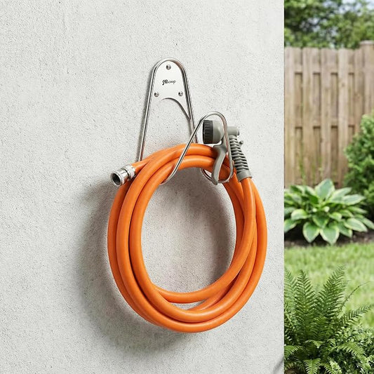 JBscoop Garden Hose Holder Stainless Steel Small Wall Mount Garden Hose Hook, Ideal for Water, Air, Hydraulic Hose, Ropes, Extension Cords Heavy Duty & Rust Proof (2)