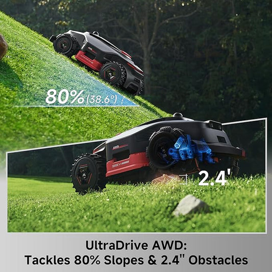 MOVA LiDAX Ultra 3000 AWD Robot Lawn Mower Wire Free RTK Free for up to 0.75 Acre*Dual Maps, 360° 3D LiDAR & AI Dual Vision Mapping, Robotic Mower with 4G, for 80% Slopes, Cutting Height 1.2”–3.9“