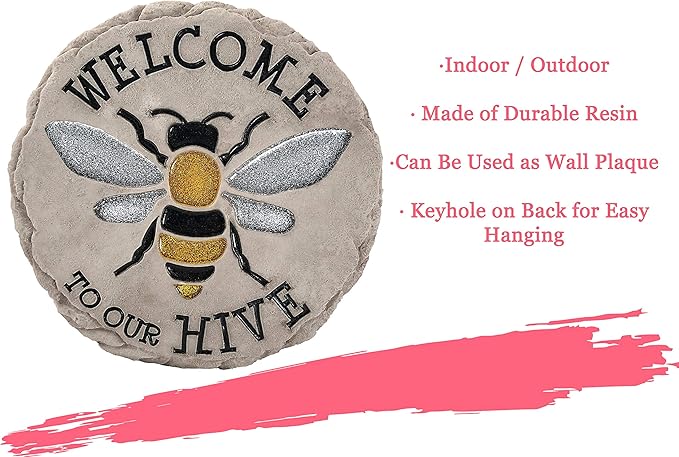 Spoontiques - Garden Décor -Welcome to Hive Stepping Stone - Decorative Stone for Garden