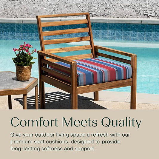 Honeycomb Outdoor Cushion Set 20" x 20", Stripe Blue & Red Dining Patio Cushions