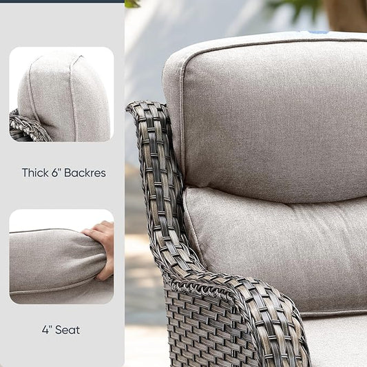 9-Piece Outdoor Patio Cushion Set - Fade & Water Resistant with Removable Olefin Cover, 22x24x4 Inch Memory Foam Cushions for Wicker Sectional Sofa – Beige/Crescent