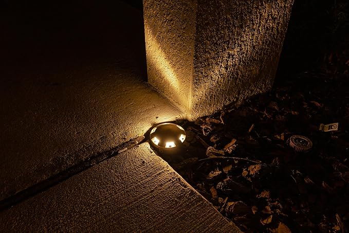 12V Brass In-Ground Well Light (Turret Top) with 5W 2700K Warm White MR16 LED Bulb & PVC Sleeve for Low Voltage Landscape Lighting of Outdoor Pathway, Garden, Shrubs, Columns or Trees