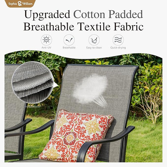 Sophia & William Patio Dining Set 9 Pieces Outdoor Metal Furniture Set, 8 x Patio Dining Swivel Chairs Padded with 1 Expandable 6-8 Person Table for Lawn Garden