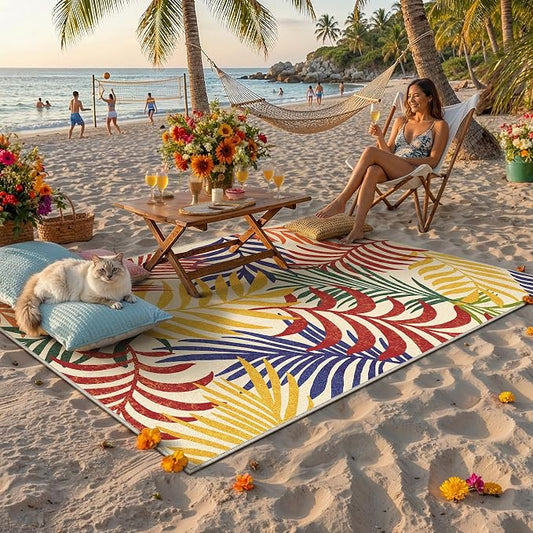 4x6 Indoor Outdoor Area Rug Washable Patio Rug Multicolored Non Slip Non Shedding Waterproof Doormat for Living Room Bedroom Entryway Kitchen Front Porch Deck Backyard Dining Room