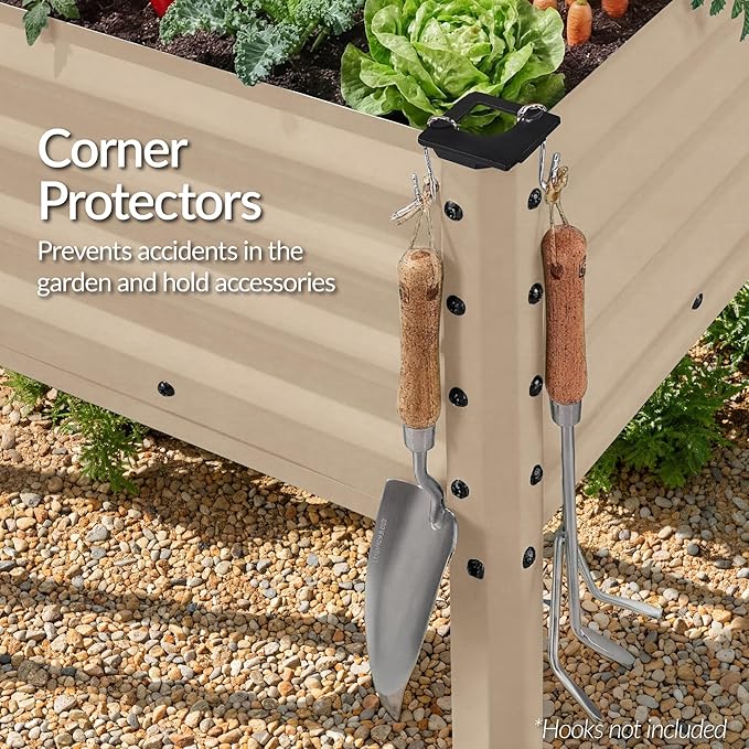 Best Choice Products 72x24x30in Non Toxic Galvanized Raised Garden Bed, Metal Elevated Planter Box, Vegetable Garden, 100% Non Toxic Materials - Beige