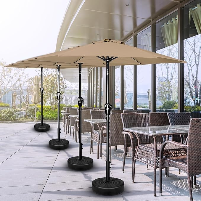 Simple Deluxe 7.5' Patio Umbrella Outdoor Table Market Yard Umbrella with 6 Sturdy Ribs for Backyard, Pool, Garden, Deck, Tan