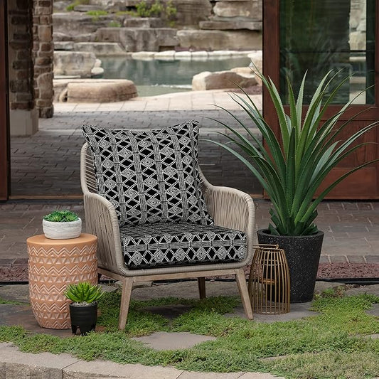 Arden Outdoor Deep Seat Cushion Set, 24 in x 24 in, Weather-Proof, Rain-Proof, Fade Resistant Patio Cushion for Chair, Sofa, and Couch Black Global Stripe