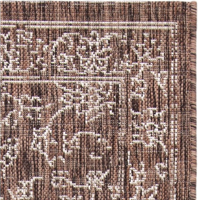 SAFAVIEH Washable Rug Outdoor Courtyard Collection - 2'7" x 5', Brown & Ivory, Non-Shedding & Easy Cleaning, Ideal for Patio, Backyard, Mudroom (CY8680-36321)