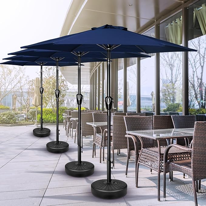 Simple Deluxe 7.5' Patio Umbrella Outdoor Table Market Yard Umbrella with 6 Sturdy Ribs for Backyard, Pool, Garden, Deck, Dark Blue