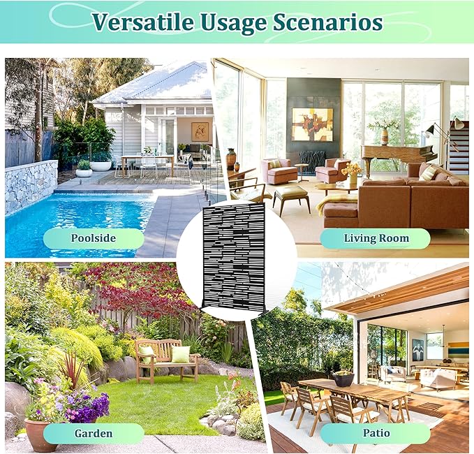 Metal Privacy Screen Outdoor Privacy Screen, Freestanding Fence Panel for Outside, 72''HĂ47''W, Decorative Screen Panel for Backyard/Patio/Deck