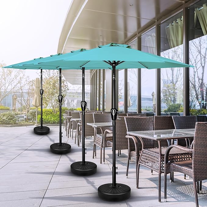Simple Deluxe 2 Pack 7.5' Patio Umbrella Outdoor Table Market Yard Umbrella with 6 Sturdy Ribs for Backyard, Pool, Garden, Deck, Turquoise