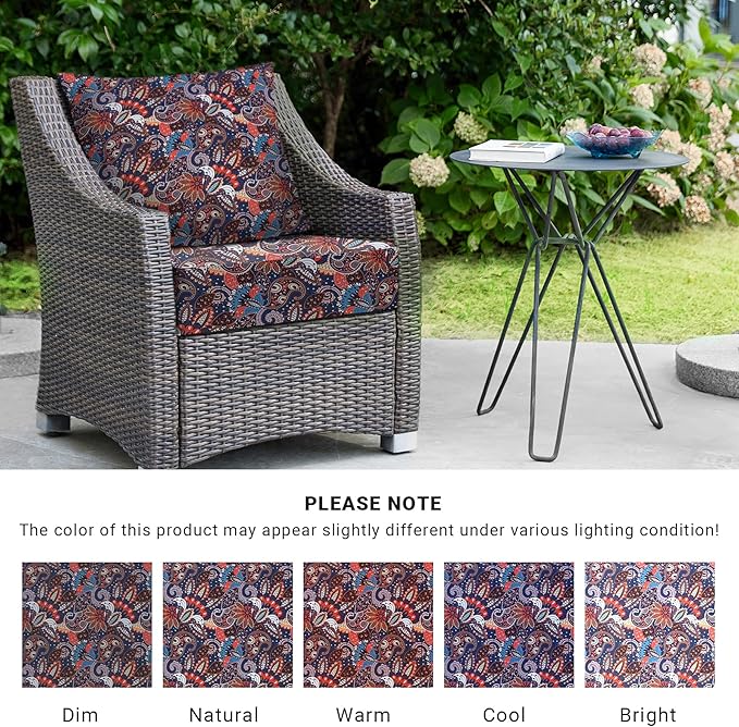 Outdoor Cushions for Patio Furniture,Outdoor Seat Cushion Set 24 x 24 x 5.75 Inch,Waterproof & Fade Resistant Outdoor Chair Cushions,Patio Chair Cushion, Artistic Floral