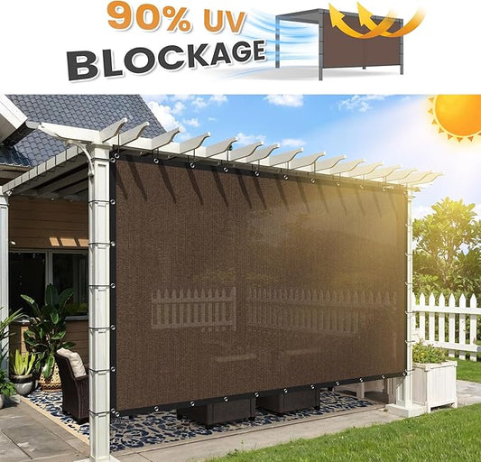 VICLLAX Shade Fabric Sun Shade Cloth Privacy Screen with Grommets for Patio Garden Pergola Cover Canopy 8x12 FT, Mocha