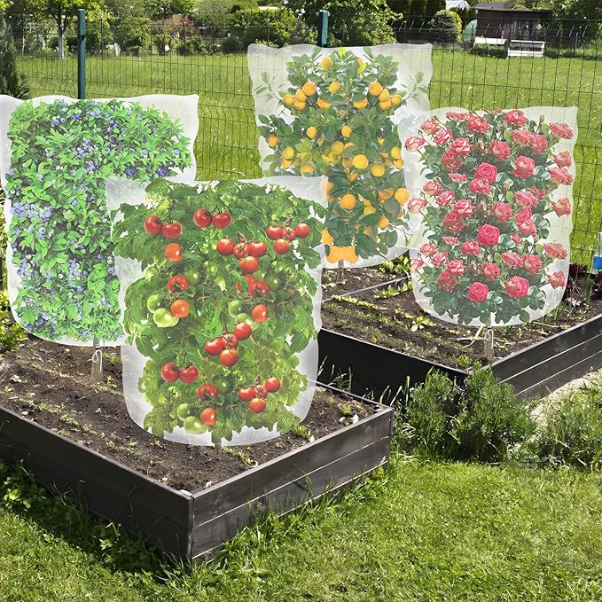 Mckanti 8 Pack Bird Netting for Blueberry Bushes, 3.2×5.2Ft Tree Netting Barrier Plant Cover Bags with Drawstring, Blueberry Bush Netting Cover for Garden to Protect Blueberry Fruit Flower Plants