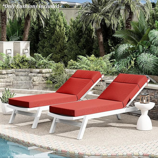 Chaise Lounge Cushion for Outdoor Furniture, Waterproof Fade and Tear Resistant Lounge Deck Chair Cushions for Patio Lawn Pool Resort Hotel