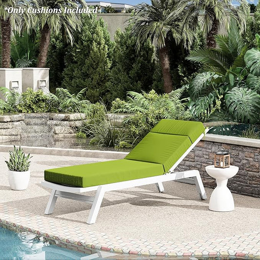 Chaise Lounge Cushion for Outdoor Furniture, Waterproof Fade and Tear Resistant Lounge Deck Chair Cushions for Patio Lawn Pool Resort Hotel