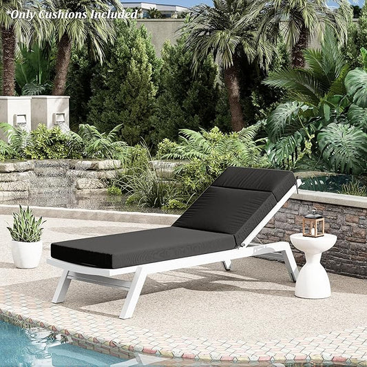Chaise Lounge Cushion for Outdoor Furniture, Waterproof Fade and Tear Resistant Lounge Deck Chair Cushions for Patio Lawn Pool Resort Hotel
