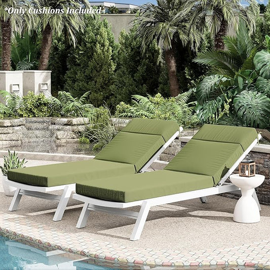 Chaise Lounge Cushion for Outdoor Furniture, Waterproof Fade and Tear Resistant Lounge Deck Chair Cushions for Patio Lawn Pool Resort Hotel