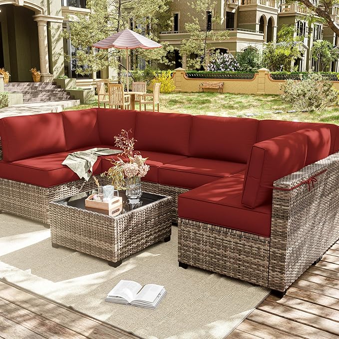14 Pcs Outdoor Cushion Slipcovers Outdoor Patio Cushion Covers Replacement Waterproof with Zipper for Outdoor Furniture, Patio Sofa Couch 3 Sizes, Covers Only