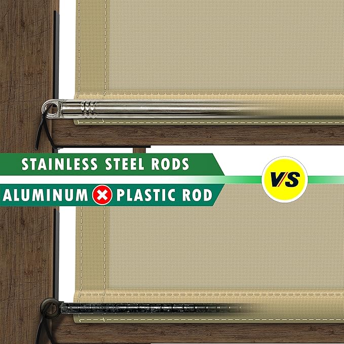 ColourTree 8' x 16' Waterproof Grey Pergola Sun Shade Canopy Replacement Cover UPF50, Commercial Grade 260 GSM Cloth for Outdoor Patio, Include Stainless Steel Weighted Rods (We Make Custom Size)