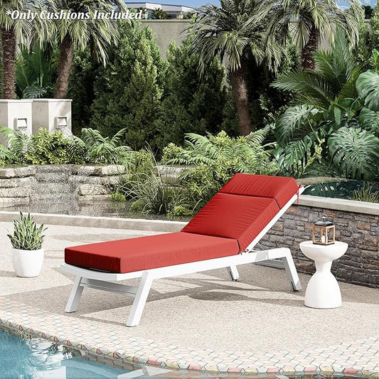 Chaise Lounge Cushion for Outdoor Furniture, Waterproof Fade and Tear Resistant Lounge Deck Chair Cushions for Patio Lawn Pool Resort Hotel