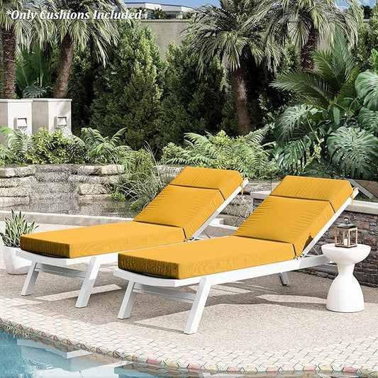 Chaise Lounge Cushion for Outdoor Furniture, Waterproof Fade and Tear Resistant Lounge Deck Chair Cushions for Patio Lawn Pool Resort Hotel