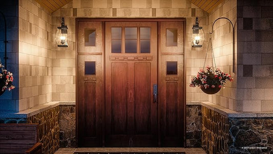 Urban Ambiance Luxury Colonial Outdoor Wall Light, Large Size: 22.5" H x 9" W, with Transitional Style Elements, Bowed Design, Gorgeous Dark Medieval Bronze Finish and Beveled Glass, UQL1172