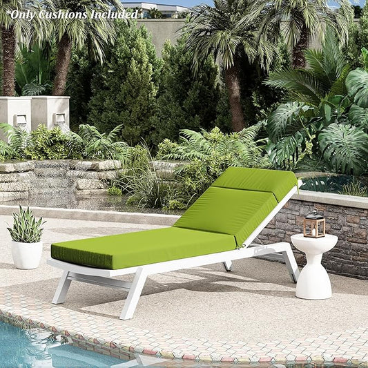 Chaise Lounge Cushion for Outdoor Furniture, Waterproof Fade and Tear Resistant Lounge Deck Chair Cushions for Patio Lawn Pool Resort Hotel