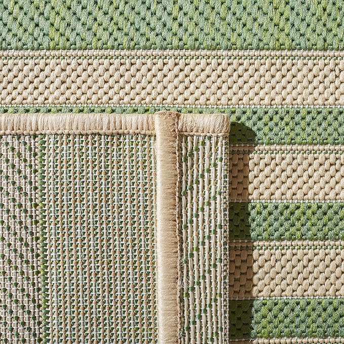 SAFAVIEH Washable Rug Outdoor Courtyard Collection - 5'3" Square, Green & Beige, Non-Shedding & Easy Cleaning, Ideal for Patio, Backyard, Mudroom (CY6062-244)