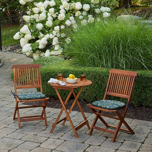Arden Indoor/Outdoor Foam Seat Pad, 2 Pack, 17 x 16, Patio Cushion, Water Repellent, Fade Resistant, Foam Cushion Sapphire Aurora Blue Damask