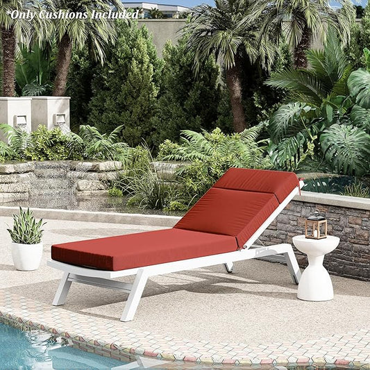 Chaise Lounge Cushion for Outdoor Furniture, Waterproof Fade and Tear Resistant Lounge Deck Chair Cushions for Patio Lawn Pool Resort Hotel