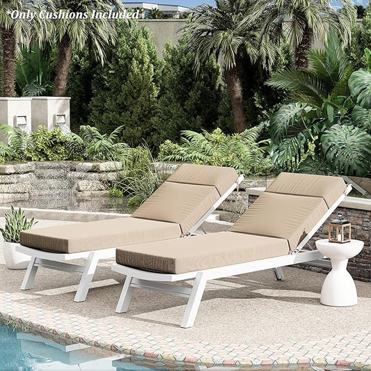 Chaise Lounge Cushion for Outdoor Furniture, Waterproof Fade and Tear Resistant Lounge Deck Chair Cushions for Patio Lawn Pool Resort Hotel