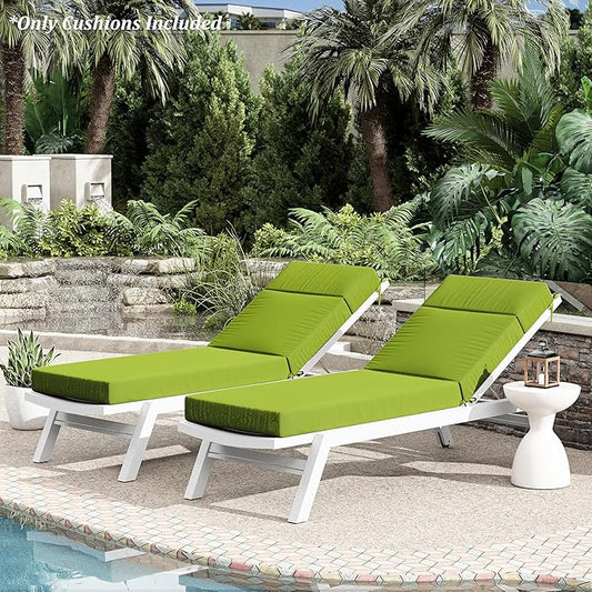 Chaise Lounge Cushion for Outdoor Furniture, Waterproof Fade and Tear Resistant Lounge Deck Chair Cushions for Patio Lawn Pool Resort Hotel