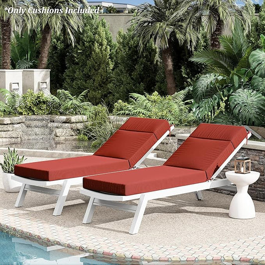 Chaise Lounge Cushion for Outdoor Furniture, Waterproof Fade and Tear Resistant Lounge Deck Chair Cushions for Patio Lawn Pool Resort Hotel