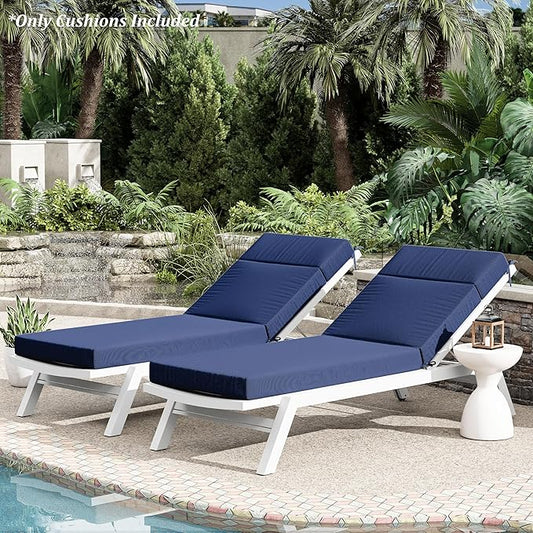 Chaise Lounge Cushion for Outdoor Furniture, Waterproof Fade and Tear Resistant Lounge Deck Chair Cushions for Patio Lawn Pool Resort Hotel