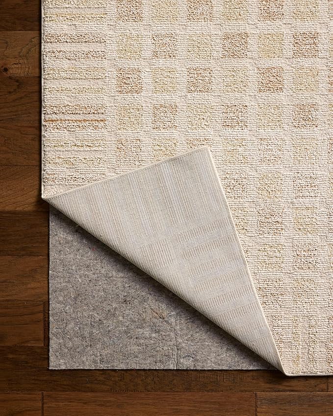 Loloi Chris Loves Julia Calvin Collection CLV-03 Bone/Natural 3'-6" x 5'-6" Accent Rug Checkered Neutral Soft Living Room Bedroom Carpet