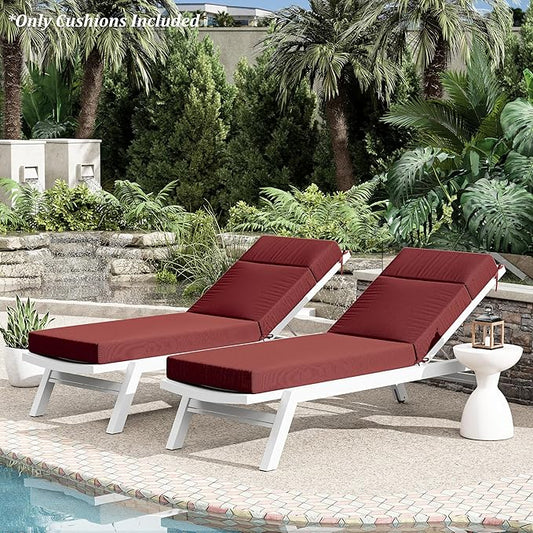 Chaise Lounge Cushion for Outdoor Furniture, Waterproof Fade and Tear Resistant Lounge Deck Chair Cushions for Patio Lawn Pool Resort Hotel