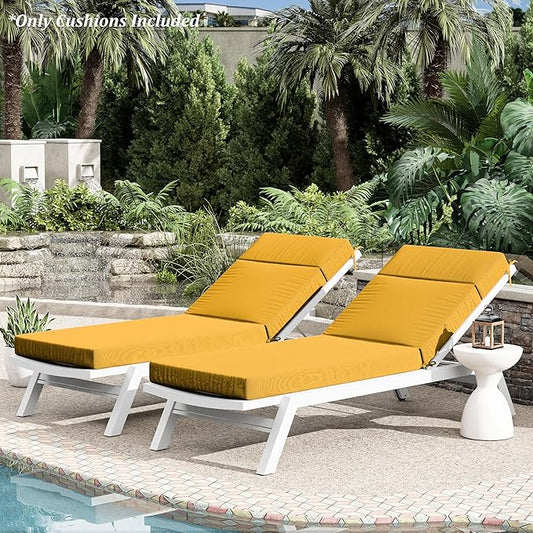 Chaise Lounge Cushion for Outdoor Furniture, Waterproof Fade and Tear Resistant Lounge Deck Chair Cushions for Patio Lawn Pool Resort Hotel