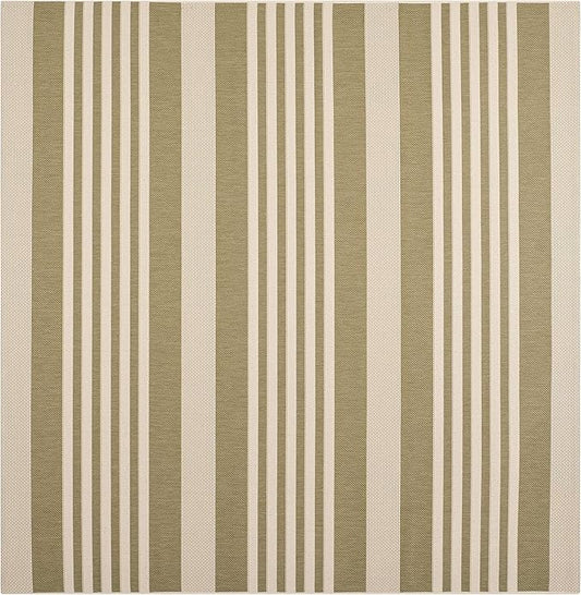 SAFAVIEH Washable Rug Outdoor Courtyard Collection - 7'10" Square, Green & Beige, Non-Shedding & Easy Cleaning, Ideal for Patio, Backyard, Mudroom (CY6062-244)