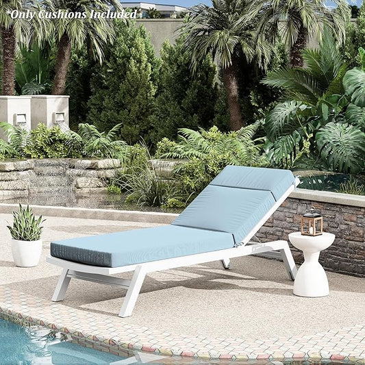 Chaise Lounge Cushion for Outdoor Furniture, Waterproof Fade and Tear Resistant Lounge Deck Chair Cushions for Patio Lawn Pool Resort Hotel