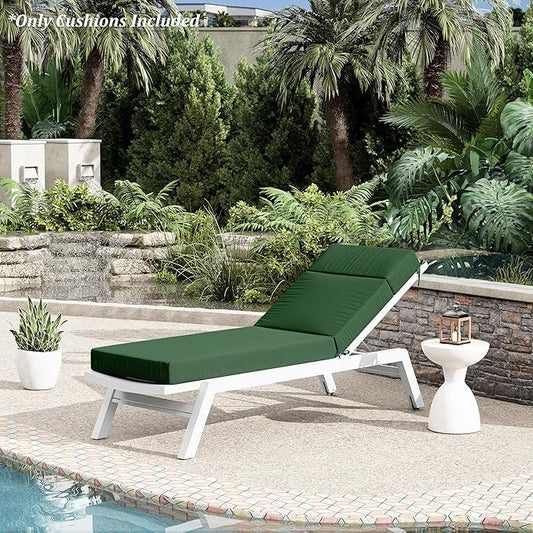 Chaise Lounge Cushion for Outdoor Furniture, Waterproof Fade and Tear Resistant Lounge Deck Chair Cushions for Patio Lawn Pool Resort Hotel