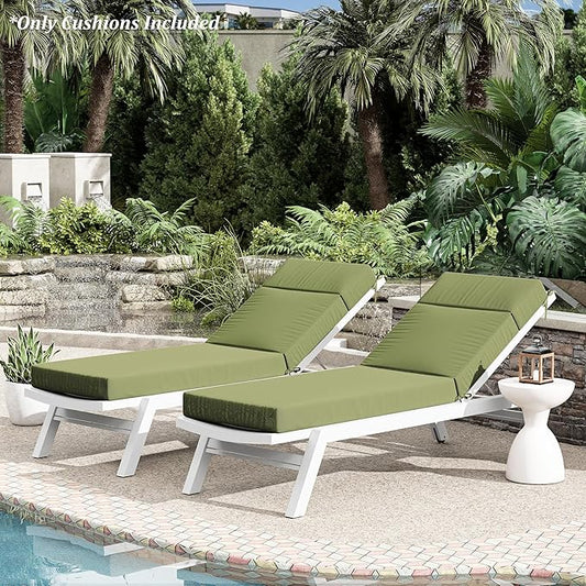Chaise Lounge Cushion for Outdoor Furniture, Waterproof Fade and Tear Resistant Lounge Deck Chair Cushions for Patio Lawn Pool Resort Hotel