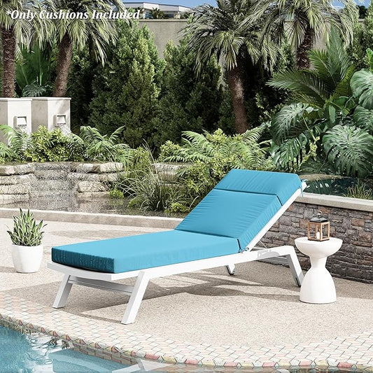 Chaise Lounge Cushion for Outdoor Furniture, Waterproof Fade and Tear Resistant Lounge Deck Chair Cushions for Patio Lawn Pool Resort Hotel