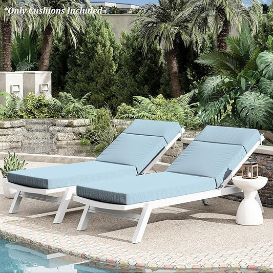 Chaise Lounge Cushion for Outdoor Furniture, Waterproof Fade and Tear Resistant Lounge Deck Chair Cushions for Patio Lawn Pool Resort Hotel