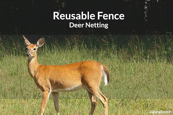 AlpineReach Garden Netting 7.5 x 100 ft Heavy Duty Bird Net, Deer, Plant Protection Extra Strong Woven Mesh, Reusable Kit with Zip Ties, Animal Fencing for Fruits Trees, Green