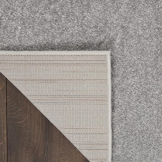Nourison Home Essentials Indoor/Outdoor Silver Grey 2'2" x 18 Area Rug, Easy Cleaning, Non Shedding, Bed Room, Living Room, Dining Room, Backyard, Deck, Patio (2x18)