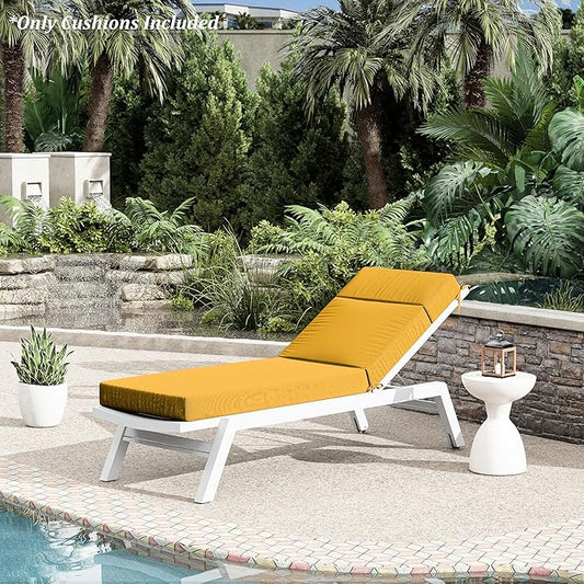 Chaise Lounge Cushion for Outdoor Furniture, Waterproof Fade and Tear Resistant Lounge Deck Chair Cushions for Patio Lawn Pool Resort Hotel