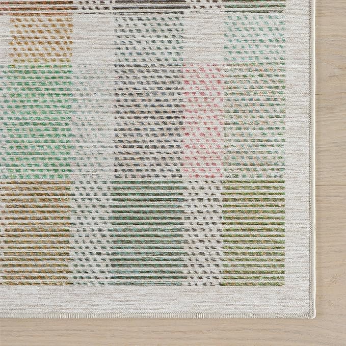 Dash & Albert Chanan Plaid Multi Machine Washable Rug, 3 X 5 Feet, Multicolored/Ivory Plaid Pattern